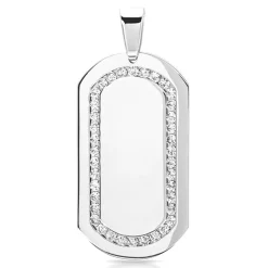 Gravierbares Edelstahl Dogtag mit Zirkonia P5075SL