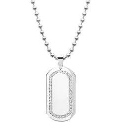 Gravierbares Edelstahl Dogtag mit Zirkonia P5075SL