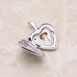 Gravierbares Herz Medaillon aus 585er Weißgold GP0302SL