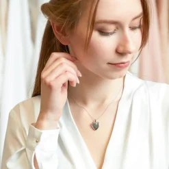 Gravierbares Herz Medaillon aus 585er Weißgold GP0302SL