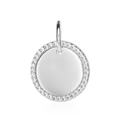 Gravur Anhänger für Damen aus 925er Silber mit Zirkonia SP1005SL