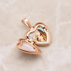 Gravur Herz Medaillon aus 14K Roségold aufklappbar GP0300SL