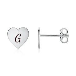 Gravur Ohrstecker Herzen für Damen aus 585er Weißgold GE0319-W-SL