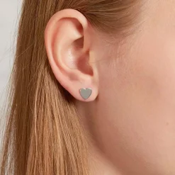 Gravur Ohrstecker Herzen für Damen aus 585er Weißgold GE0319-W-SL