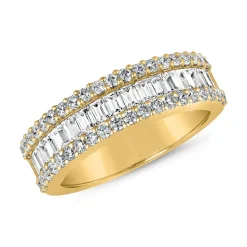 Gravurring aus Gelbgold mit Diamanten, Baguetteschliff BDR0069-GSL