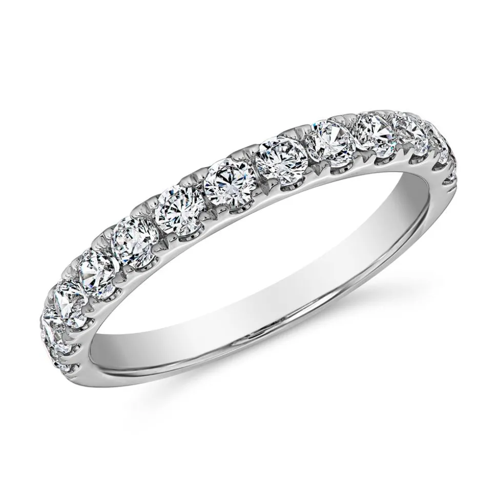 Halber Memoire Ring aus Weißgold oder Platin, Diamanten BDR0129-WSL