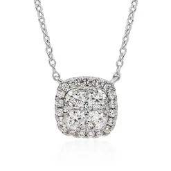 Halo Diamantkette für Damen aus Weißgold BDN0010-WSL