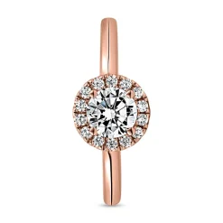 Halo Diamantring aus Roségold für Damen, gravierbar BDR0034-RSL