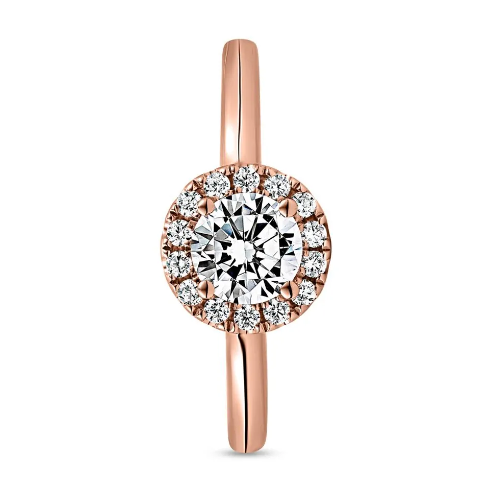 Halo Diamantring aus Roségold für Damen, gravierbar BDR0034-RSL