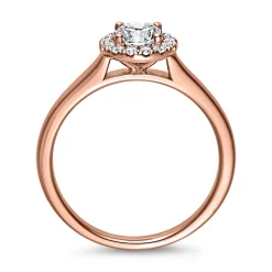 Halo Diamantring aus Roségold für Damen, gravierbar BDR0034-RSL
