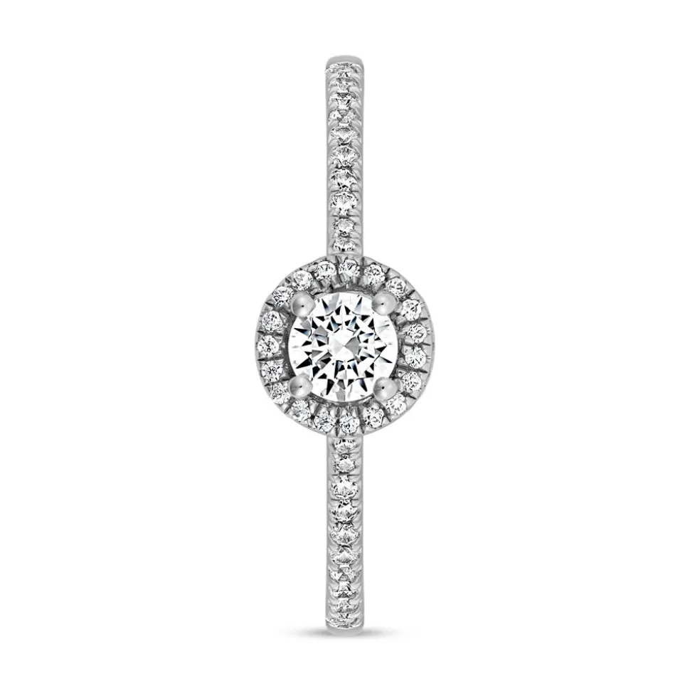 Halo Diamantring aus Weißgold oder Platin, gravierbar BDR0011-WSL