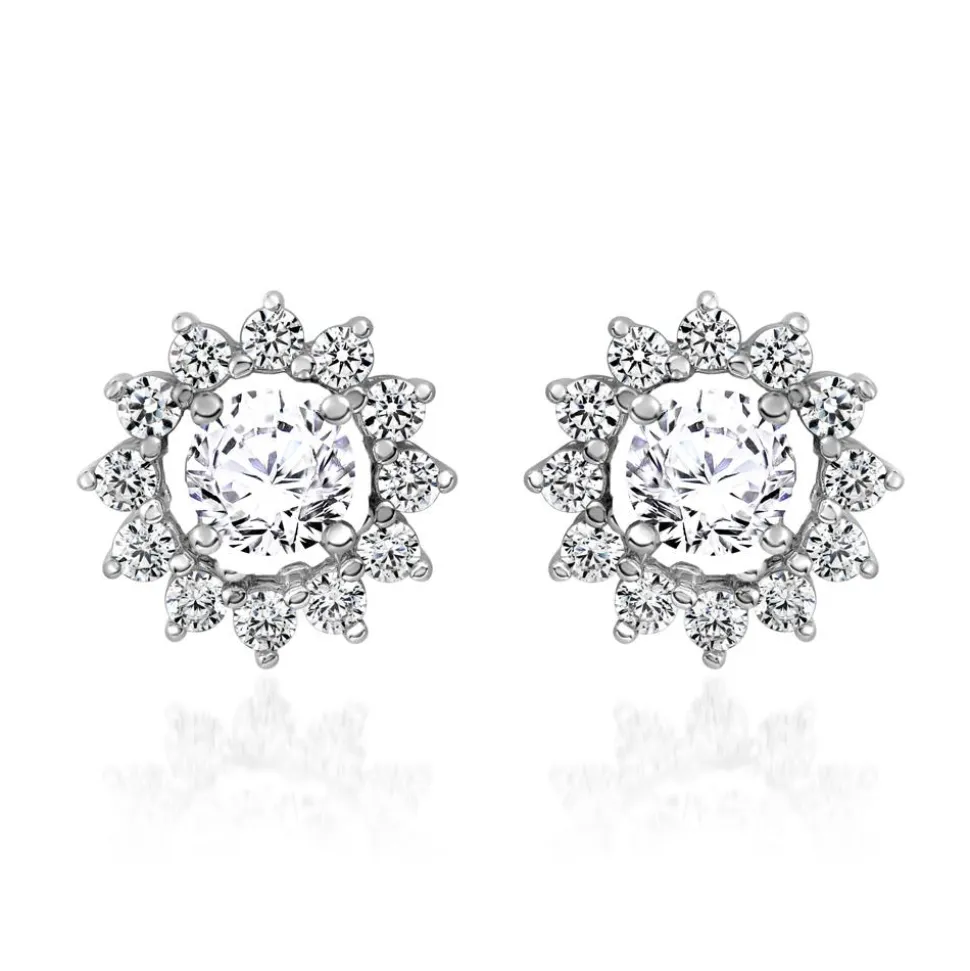 Halo Ohrstecker, lab grown Brillanten, Weißgold, Platin BDE0036LG-WSL