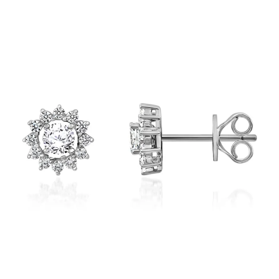 Halo Ohrstecker, lab grown Brillanten, Weißgold, Platin BDE0036LG-WSL