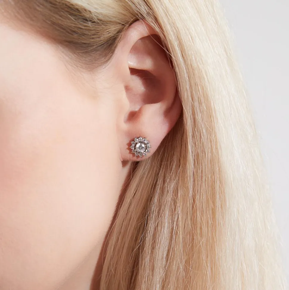 Halo Ohrstecker, lab grown Brillanten, Weißgold, Platin BDE0036LG-WSL