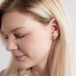 Halo Ohrstecker, lab grown Brillanten, Weißgold, Platin BDE0036LG-WSL