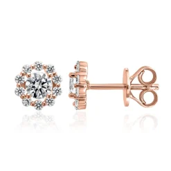 Halo Ohrstecker mit Diamanten aus Roségold BDE0037-RSL