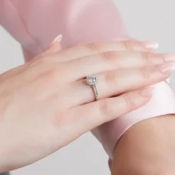 Halo Ring mit lab grown Diamanten, Weißgold oder Platin BDR0034LG-WSL