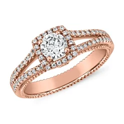 Halo Verlobungsring mit Diamanten aus Roségold BDR0017-RSL