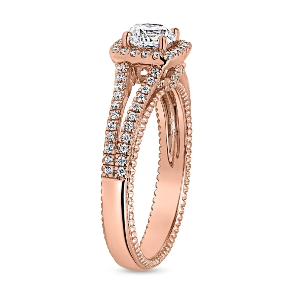Halo Verlobungsring mit Diamanten aus Roségold BDR0017-RSL