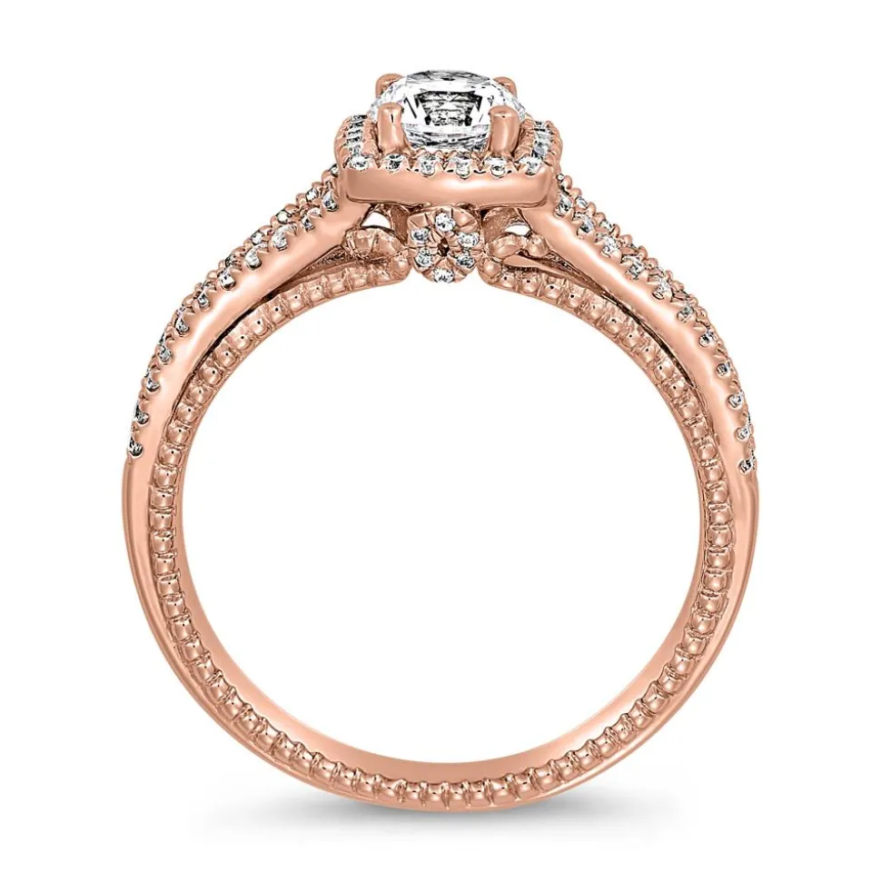 Halo Verlobungsring mit Diamanten aus Roségold BDR0017-RSL