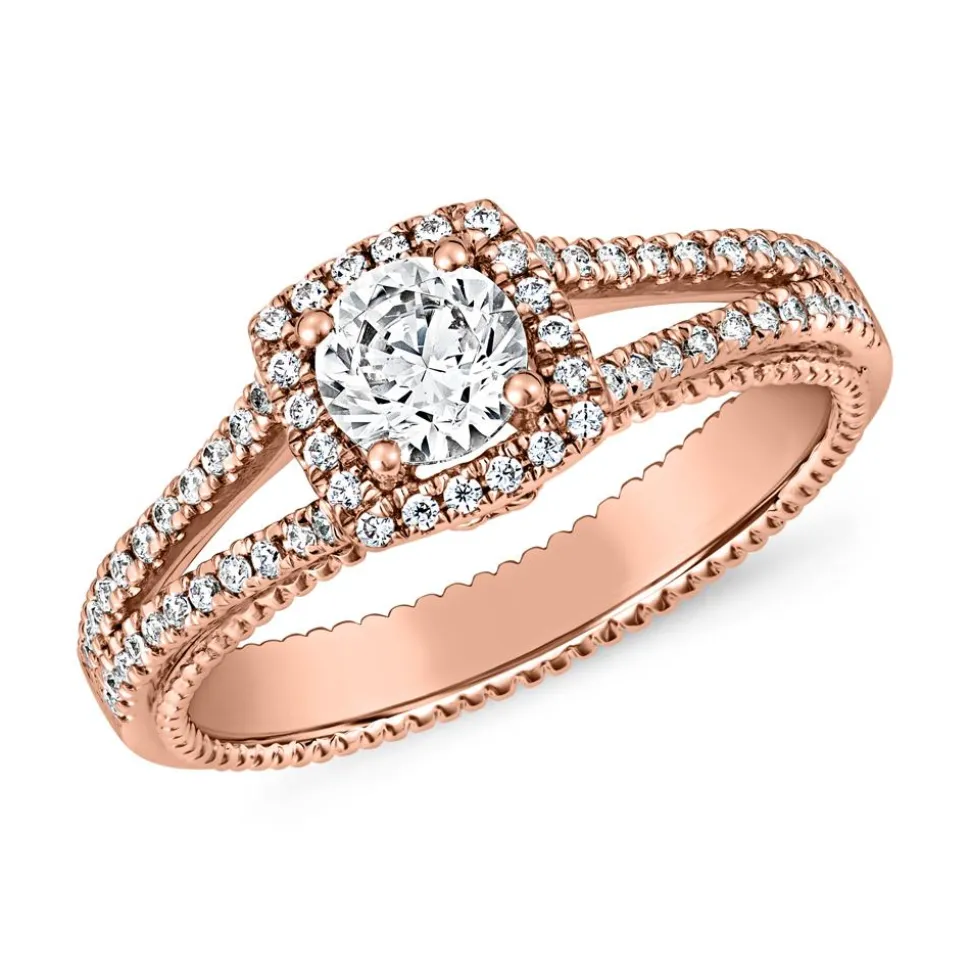 Halo Verlobungsring mit Diamanten aus Roségold BDR0017-RSL