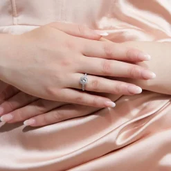 Halo-Ring mit lab grown Brillanten, Weißgold, Platin BDR0010LG-WSL