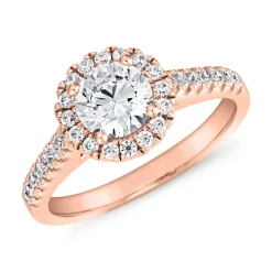 Halo-Ring mit lab grown Diamanten, Roségold BDR0001LG-RSL