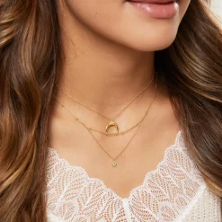 Halskette Halbmond aus vergoldetem Sterlingsilber LSN0028