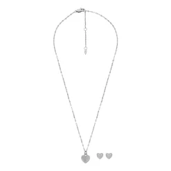 Harlow Hearts Set aus Kette und Ohrsteckern, Edelstahl JF04669SET