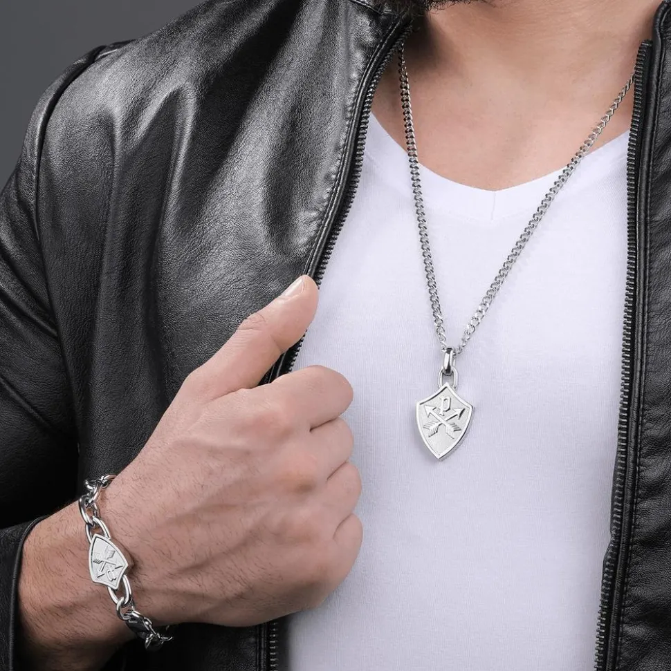 Heritage Crest Gravurkette aus Edelstahl für Herren PEAGN0001601