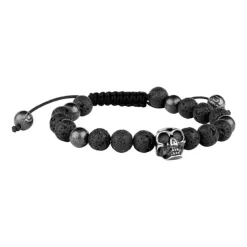 Herren Armband Amroth aus Lavastein Edelstahl schwarz PJ.26360BSB/02