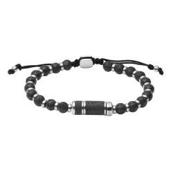 Herren Armband Mens Dress aus Lavastein und Edelstahl JF03688040