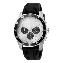Herren Chronograph mit schwarzem Silikonband ES1G204P0035