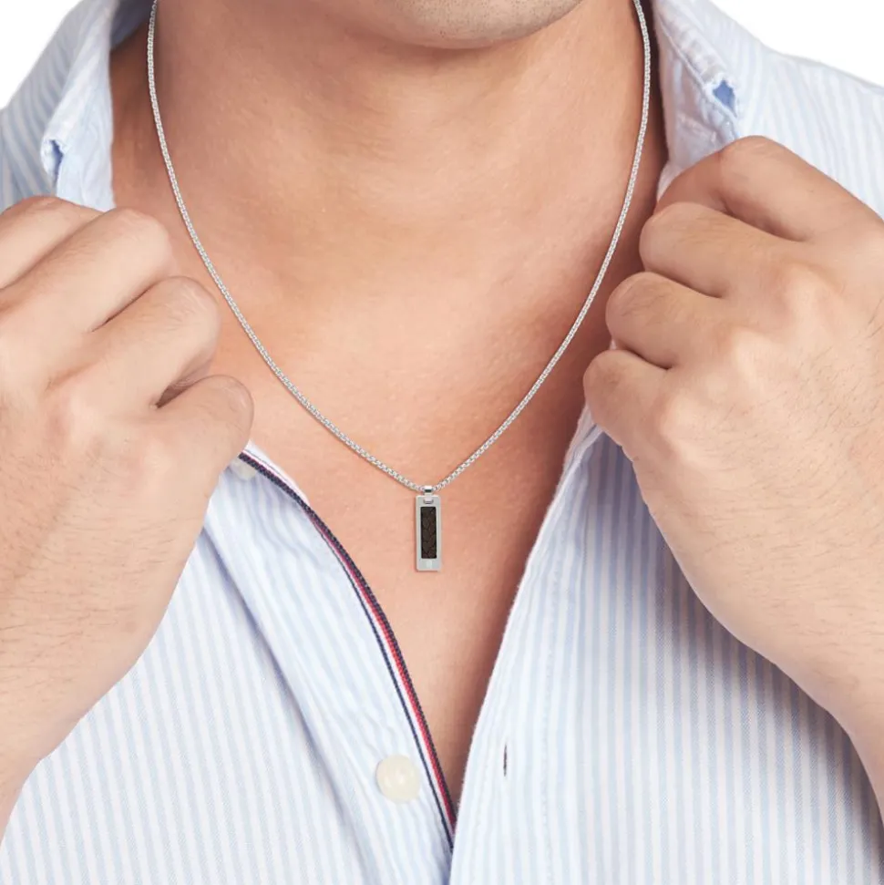 Herren Dog Tag Kette aus Edelstahl und braunem Leder 2790492