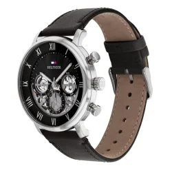 Herren Multifunktionsuhr aus Edelstahl und Leder 1710565