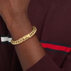 Herren Panzerarmband aus Edelstahl, IP Gold 2790434