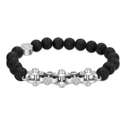 Herrenarmband Bolt aus Lavastein, Edelstahl, gravierbar PEAGB2211232