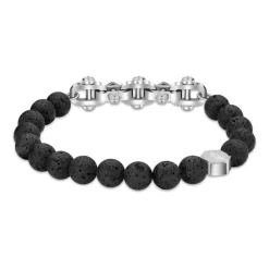 Herrenarmband Bolt aus Lavastein, Edelstahl, gravierbar PEAGB2211232