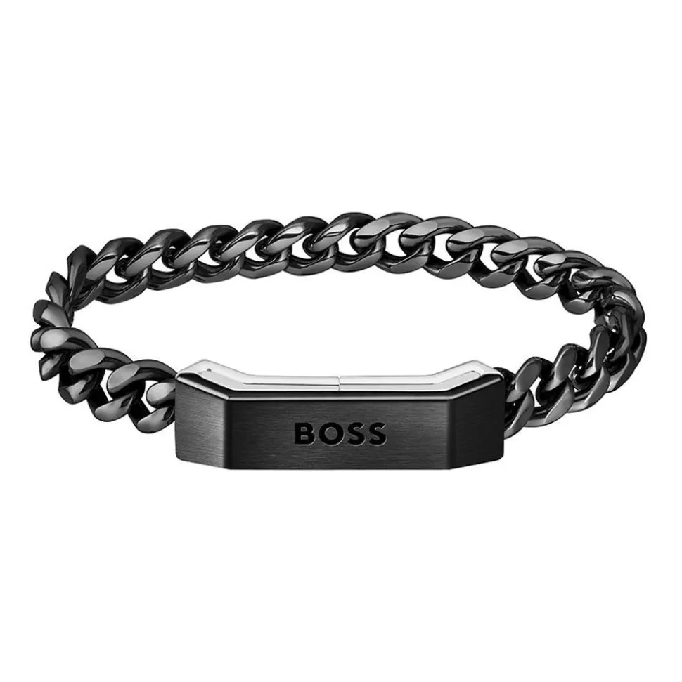 Herrenarmband Carter aus Edelstahl, schwarz, gravierbar 1580316