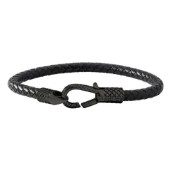 Herrenarmband Niland aus Leder und Edelstahl, schwarz PJ26491BLB.02