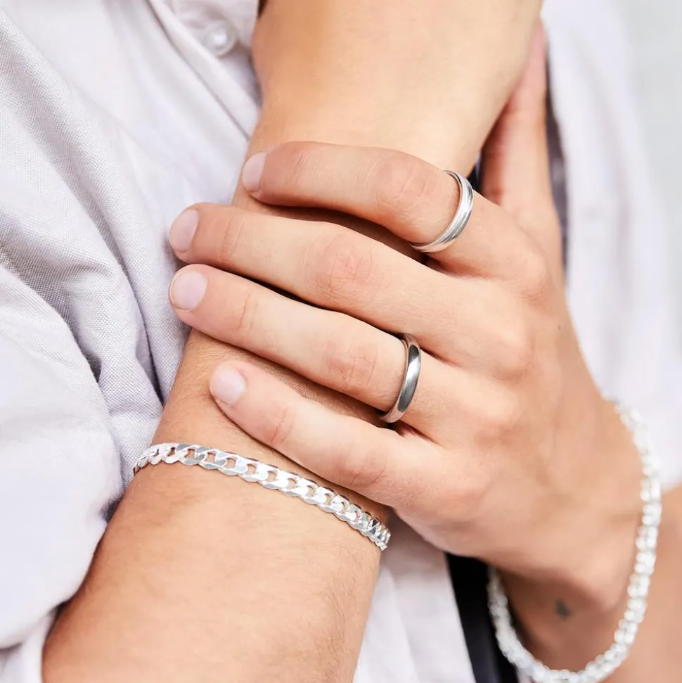 Herrenring aus Sterlingsilber, teilmattiert R8600SL