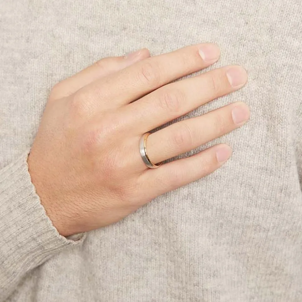 Herrenring aus teilvergoldetem Sterlingsilber R8588SL