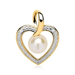 Herz Anhänger 585er Gold bicolor Perle Diamanten DP0164SL
