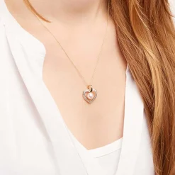 Herz Anhänger 585er Gold bicolor Perle Diamanten DP0164SL