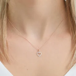 Herz Anhänger 585er Weißgold Roségold Diamanten DP0203SL
