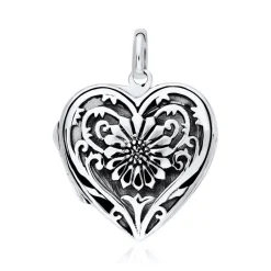 Herz Medaillon Enzian aus 925er Silber gravierbar SP0969SL