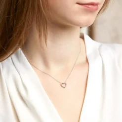 Herzanhänger aus 585er Weißgold mit Diamanten BDP0023-14KWSL