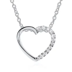 Herzanhänger aus 585er Weißgold mit Diamanten BDP0023-14KWSL
