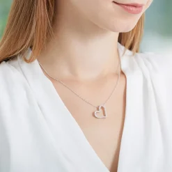 Herzanhänger aus 14K Weißgold mit Diamanten BDP0020-14KWSL