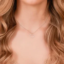 Herzanhänger aus 18K Weißgold, Diamanten, ca. 0,21 ct. DP0295-18KW-SL